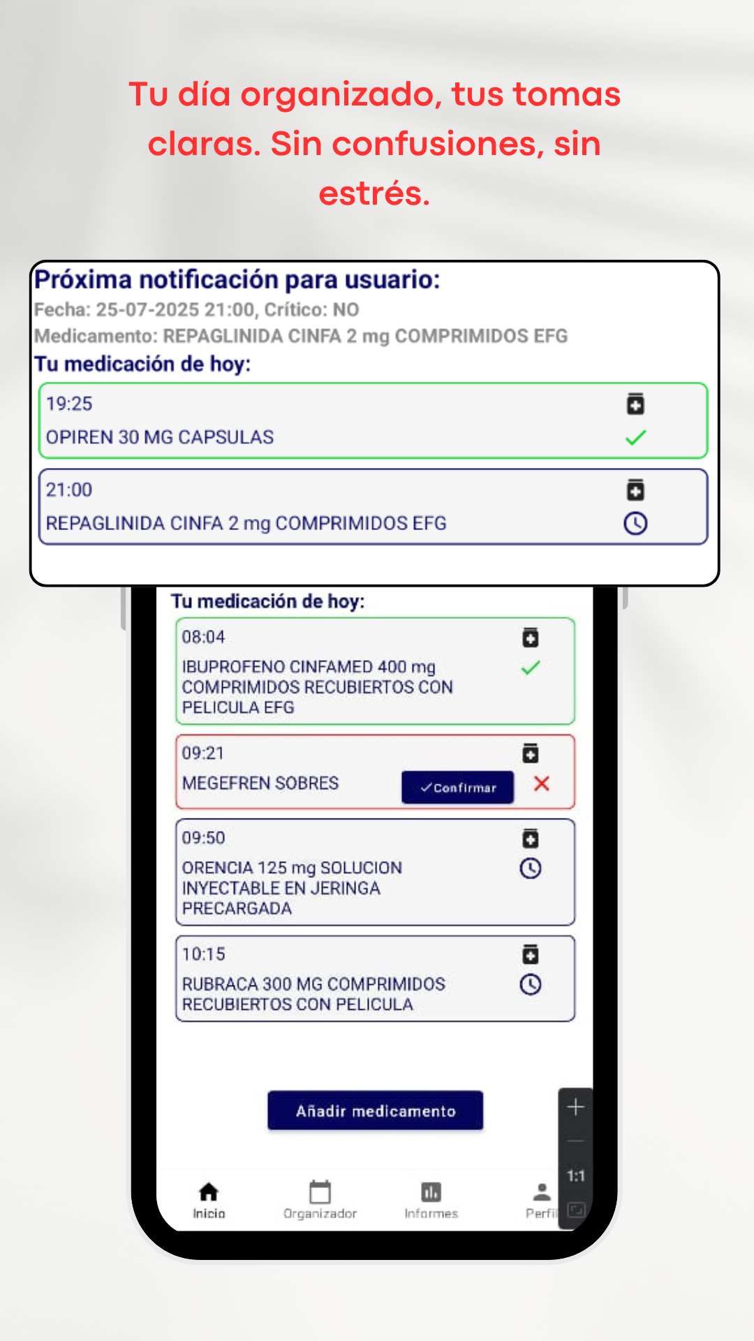 conocer tomas de medicación